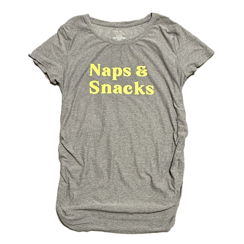Time and Tru Maternity Grey Top Naps & Snacks Size Sm 4-6